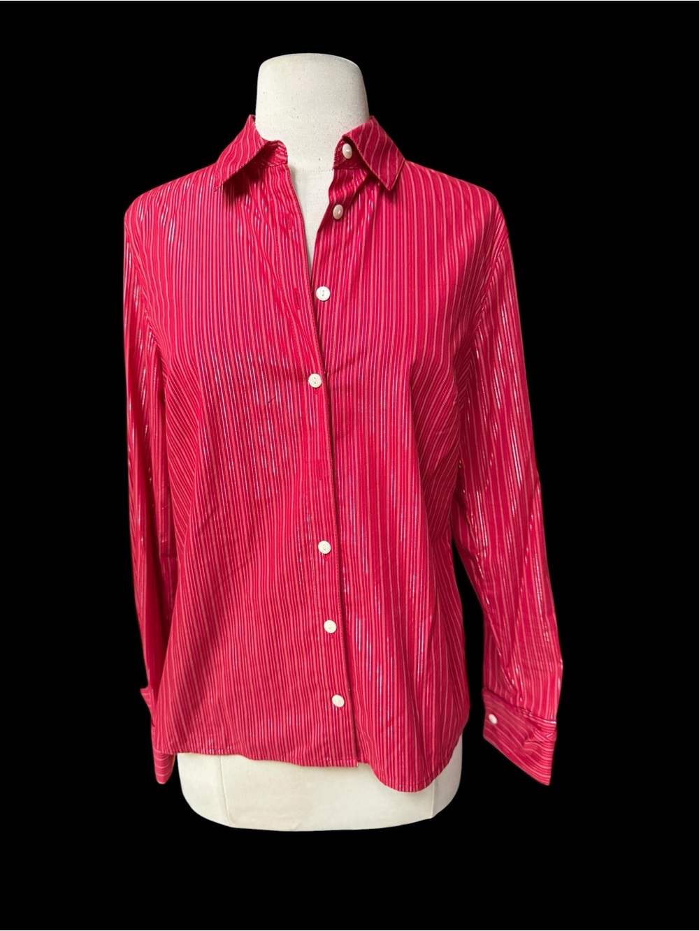 NWOT Croft & Barrow Stretch Metallic Striped Button Down Blouse